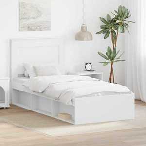 vidaXL Cadru de pat cu headboard Alb 90 x 200 cm Lemn de pin masiv imagine