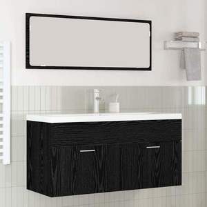 vidaXL Dulap de Baie Stejar Negru 100 x 38, 5 x 46 cm Lemn compozit imagine