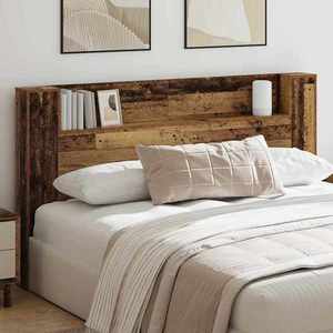 vidaXL Tăblie cap cu raft Lemn vechi 180 x 17 x 104, 5 cm Lemn compozit imagine