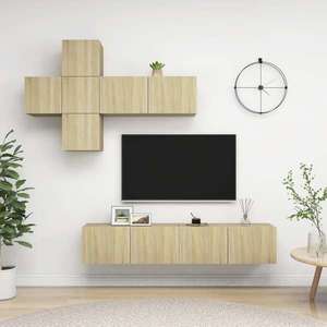 vidaXL Set dulapuri TV, 7 piese, stejar sonoma, lemn prelucrat imagine