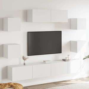 vidaXL Set dulap TV, 7 piese, alb, lemn prelucrat imagine