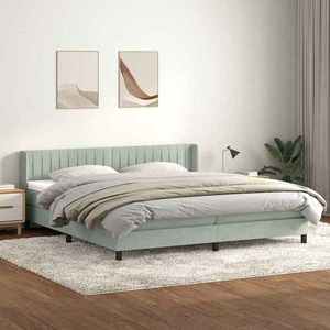 vidaXL Pat cu arcuri cu saltea gri deschis 180x220 cm catifea imagine