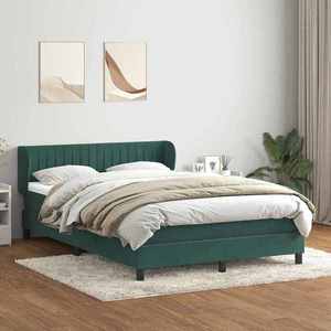 vidaXL Pat box spring cu saltea, verde închis, 160x210 cm, catifea imagine