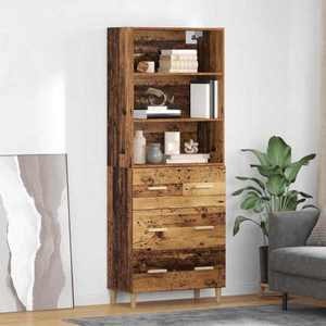 vidaXL Bufet cu sertar Lemn Vechi 69, 5 x 32, 5 x 180 cm Lemn compozit imagine