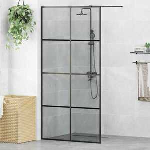vidaXL Zid de duș walk-in Negru 100 x 195 cm sticlă securizată imagine