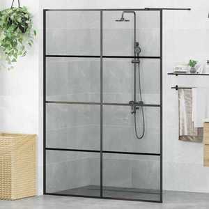 vidaXL Zid de duș walk-in Negru 140 x 195 cm sticlă securizată imagine