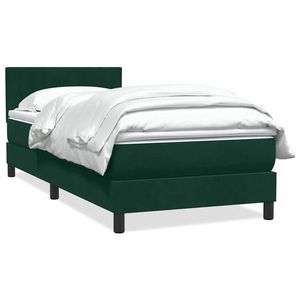 vidaXL Pat box spring cu saltea, verde închis, 90x210 cm, catifea imagine