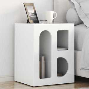 vidaXL Noptieră 2 pcs Alb lucios 40 x 35 x 50 cm Lemn compozit imagine