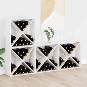 vidaXL Raft pentru vin 4 pcs Alb 62 x 25 x 62 cm Lemn de pin masiv imagine