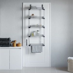 vidaXL Organizator pentru ușă cu 5 rafturi 52x20x135 cm aluminiu imagine