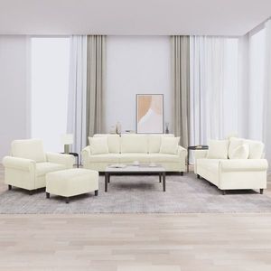 vidaXL Set de canapele cu perne, 4 piese, crem, catifea imagine