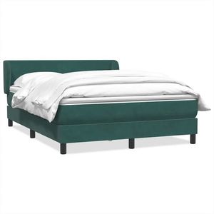vidaXL Pat box spring cu saltea, Verde închis, 140x210 cm, catifea imagine