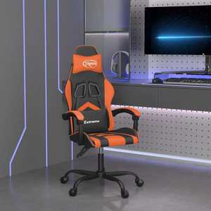 vidaXL Scaun de gaming pivotant, negru și portocaliu, piele ecologică imagine
