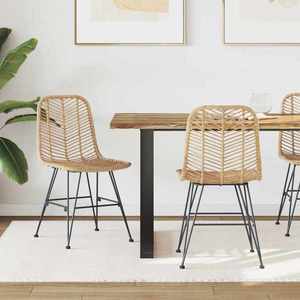 vidaXL Scaun de sufragerie 2 pcs natural 44 x 47 x 85 cm Ratan și Fier imagine