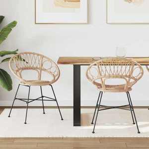 vidaXL Scaun de sufragerie 2 pcs natural 49 x 51 x 81 cm Ratan și Fier imagine