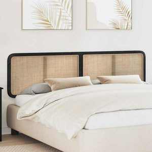 vidaXL Tăblie cap cu headboard Negru 200 x 55 x 3 cm Ratan imagine