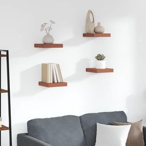 vidaXL Raft de perete 4 pcs Roșu 23 x 23, 5 x 4 cm Lemn compozit imagine