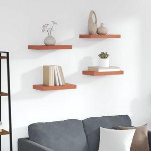 vidaXL Raft de perete 4 pcs Roșu 40 x 23, 5 x 4 cm Lemn compozit imagine