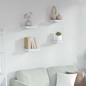 vidaXL Raft de perete Pe perete 4 pcs Marmură albă 23 x 23, 5 x 4 cm imagine