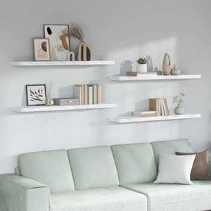 vidaXL Raft de perete Pe perete 4 pcs Marmură albă 120 x 23, 5 x 4 cm imagine
