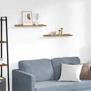 vidaXL Raft de perete cu raft 2 pcs Maro 60 x 9 x 3 cm Lemn compozit imagine