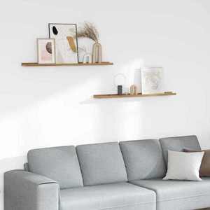 vidaXL Raft de perete cu raft 2 pcs Maro 100 x 9 x 3 cm Lemn compozit imagine