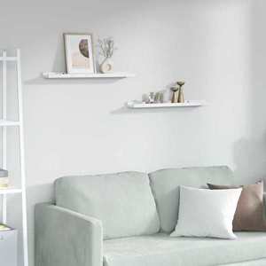 vidaXL Raft de perete 2 pcs Marmură albă 60 x 9 x 3 cm Lemn compozit imagine