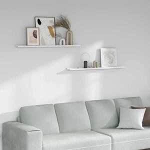 vidaXL Raft de perete 2 pcs Marmură albă 100 x 9 x 3 cm Lemn compozit imagine