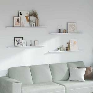 vidaXL Raft de perete 4 pcs Marmură albă 115 x 9 x 3 cm Lemn compozit imagine