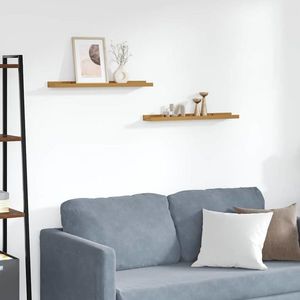 vidaXL Raft de perete cu raft 2 pcs Bej 60 x 9 x 3 cm Lemn compozit imagine