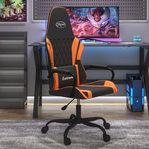 vidaXL Scaun de gaming de masaj, negru și portocaliu, piele ecologică imagine