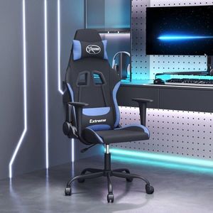 vidaXL Scaun de gaming cu masaj, negru și albastru, material textil imagine