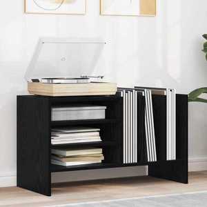 vidaXL Dulap pentru discuri de vinil Stejar Negru 78, 5 x 35 x 45 cm imagine