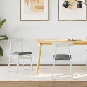 vidaXL Scaun de sufragerie 2 pcs Alb și gri Lemn Solid de Cauciuc imagine