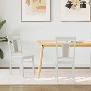 vidaXL Scaun de sufragerie 2 pcs Alb Lemn Solid de Cauciuc imagine