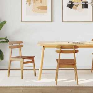 vidaXL Scaun de sufragerie 2 pcs natural Lemn Solid de Cauciuc imagine