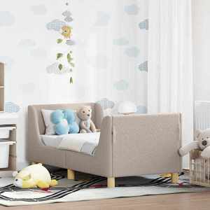 vidaXL Cadru de pat pentru copii cu spătar Gri deschis 70 x 140 cm imagine