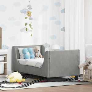 vidaXL Cadru de pat pentru copii cu spătar Gri deschis 70 x 140 cm imagine