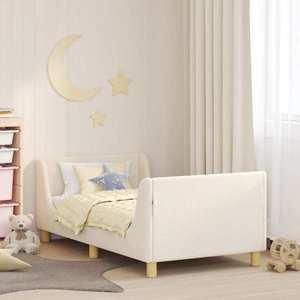 vidaXL Cadru de pat pentru copii cu spătar Crem 80 x 160 cm imagine