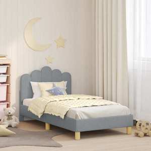 vidaXL Cadru de pat pentru copii cu spătar Gri deschis 80 x 160 cm imagine