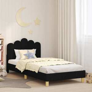 vidaXL Cadru de pat pentru copii cu spătar Negru 90 x 200 cm țesătură imagine