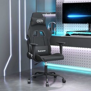 vidaXL Scaun de gaming cu masaj, negru, material textil imagine