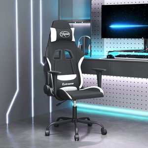 vidaXL Scaun de jocuri, negru și alb, textil imagine