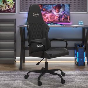 vidaXL Scaun de gaming de masaj, negru, piele ecologică imagine