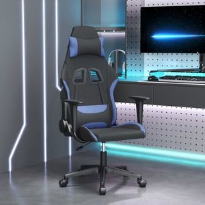 vidaXL Scaun de gaming cu masaj, negru și albastru, material textil imagine