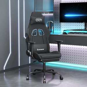 vidaXL Scaun de gaming cu masaj/suport picioare, negru, textil imagine