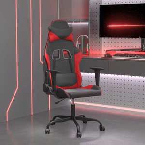 vidaXL Scaun de gaming de masaj, negru și roșu, piele ecologică imagine