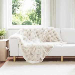 vidaXL Pătură din Blană sintetică de Iepure Alb 130 x 150 cm Poliester imagine