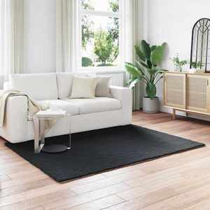 vidaXL Covor din Blană Faux de Iepure Olite Negru 160 x 230 cm imagine