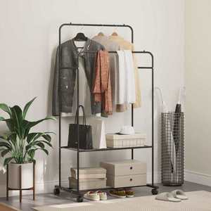 vidaXL Suport pentru Hârtie cu raft cu roata cu depozitare Negru imagine